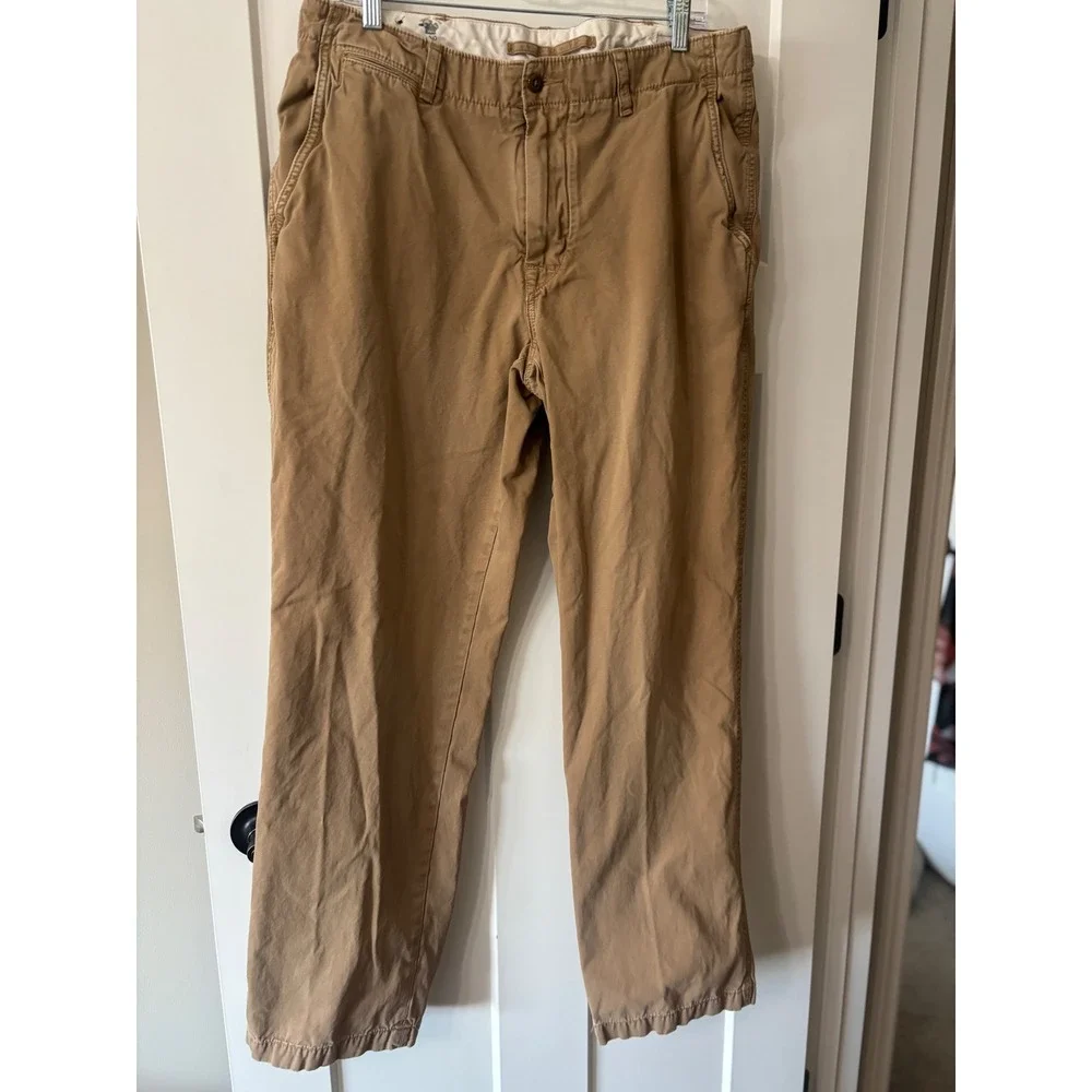 Polo Ralph Lauren Men Khaki Chino Trousers Button Fly Tan‎ Cotton Pants 36X32